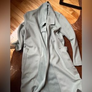 Sosken Long mint overcoat with wool